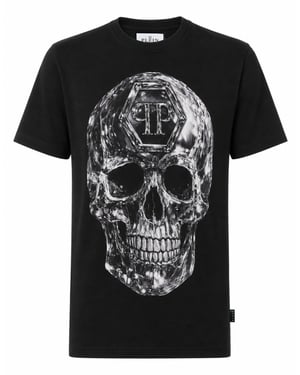Kurzarm-Rundhals-T-Shirt Skull