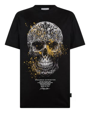 Kurzarm-Rundhals-T-Shirt Skull