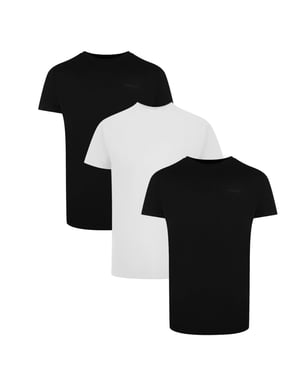 Kurze Ärmel Logo Tri-Pack T-Shirt in Schwarz und Weiß