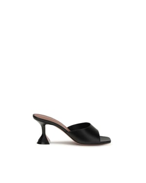 Amina Muaddi Schwarze Lamm Ovis Aries Stiletto-Absatz Sandalen