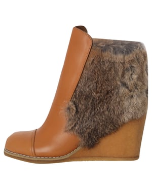 See by Chloé Wadenhohe Stiefeletten mit Fellbesatz aus braunem Leder