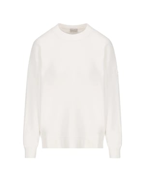 Weißes Sweatshirt mit Moncler-Logo auf der Rückseite