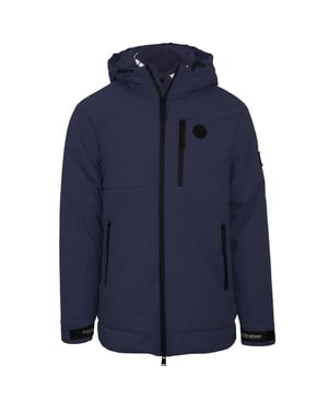 Plein Sport gepolsterte kleine kreisförmige Logo gebrandmarkt Marineblau Jacke