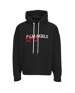 Palm Angels Gestickte Sterne Logo Schwarz Hoodie