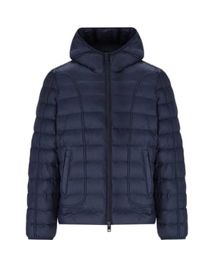 Einfarbige, wattierte Kapuzenjacke von Diesel in Marineblau