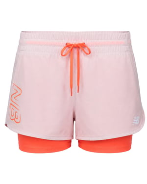 New Balance 2in1 Impact Run Damenkurze Hose Weiß