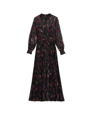 Schwarzes Kleid Mit Ted Baker Ceiba Print-maxihemd