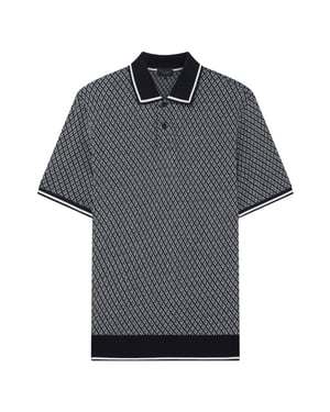 Ted Baker Ss Regular Geo Textured Navy Poloshirt