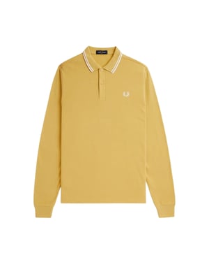 Fred Perry Schwarzes Langarm-poloshirt Mit Zweifarbigem Kragen Und Wabenmuster