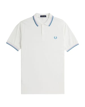 Fred Perry Twin Tipped Schneeweißes Polohemd
