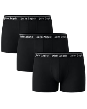 Palm Angels Tri-pack Boxershorts Mit Klassischem Logo, Schwarz