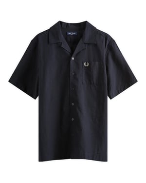 Fred Perry Strukturiertes, Leichtes, Marineblaues Urlaubshemd