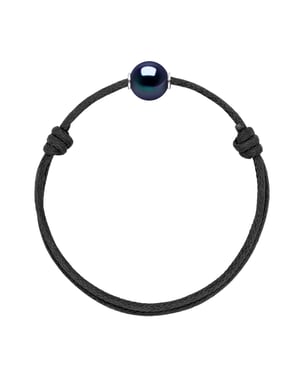 Armband Echte Süßwasserperle rund 10-11 mm SCHWARZ — 925er Silber — 25 cm — Herren