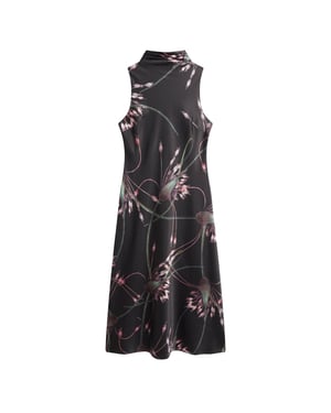 Schwarzes Midi-kleid Von Ted Baker Antua Mit Print Und Wasserfallausschnitt