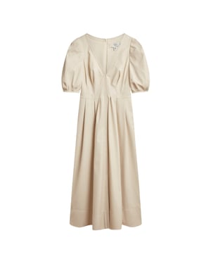 Ted Baker Tamega Midikleid Aus Elfenbeinfarbenem Kunstleder