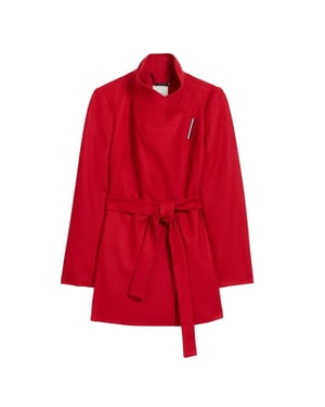 Ted Baker Rosess Kurzer, Gegürteter Wollmantel In Rot