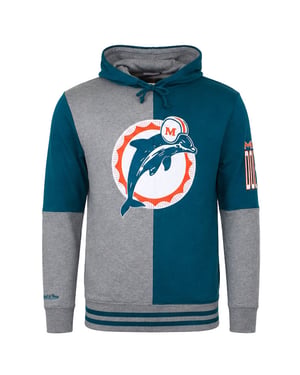 Mitchell & Ness NFL Miami Dolphins Farbgeteiltes Herren Hoodie Grau/Türkis