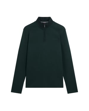Ted Baker Crabtre Branded Honeycomb Trim Dunkelgrüner Halbzipper