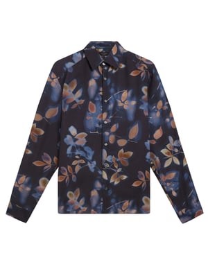 Ted Baker Kalmill Regular Fit Hemd Mit Blattschattenmuster In Marineblau