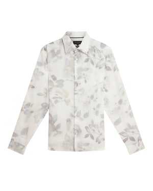 Ted Baker Kalmill Regular Fit Hemd Mit Blattschattenmuster, Weiß