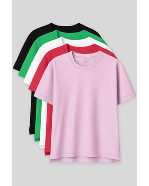 Oversized Baumwoll-Modal Rundhals-T-Shirt
