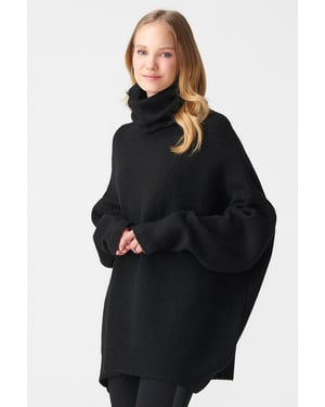 Übergroßer gerippter Rollkragenpullover
