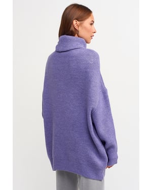 Übergroßer gerippter Rollkragenpullover