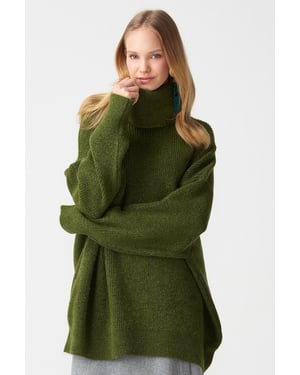 Übergroßer gerippter Rollkragenpullover