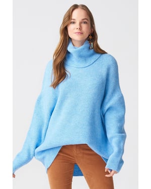 Übergroßer gerippter Rollkragenpullover