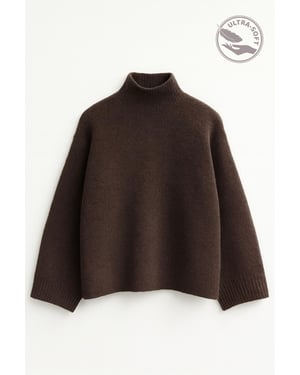 Übergroßer gerippter Rollkragenpullover