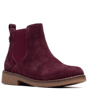 Hush Puppies Maddy Wildleder Damen Stiefel in Pflaumenfarbe