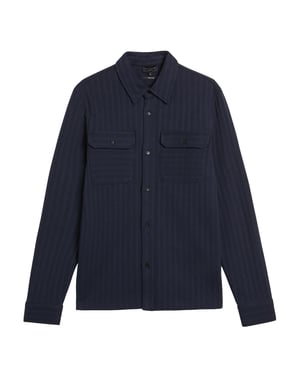 Ted Baker Belza Regular Fit Strukturiertes Marineblaues Hemd