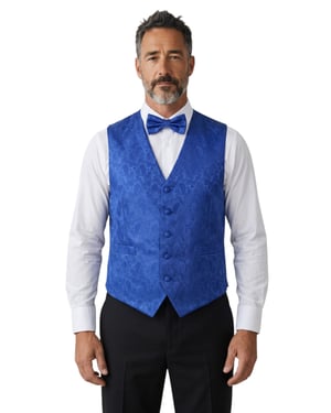 Herren-Set, 3-teilig, blau, Paisley-Blumenmuster, Weste, Fliege und Einstecktuch - Robert
