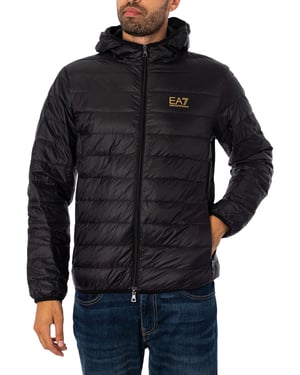 EA7 Gewebte Daunenjacke, Schwarz