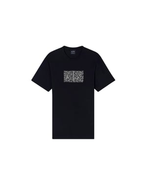 Armani Exchange Slim-Fit-T‑Shirt mit Outline-Grafik - Schwarz