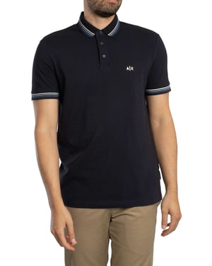 Armani Exchange Schmal Geschnittenes Poloshirt Mit Streifenkragen, Blau