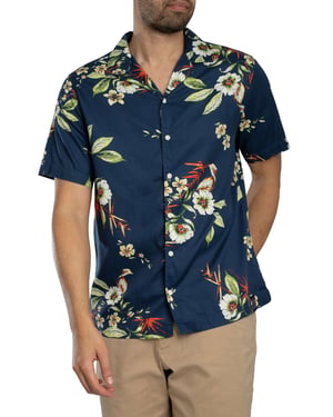 Superdry Kurzärmliges Hemd Mit Hawaii-Print, Blau