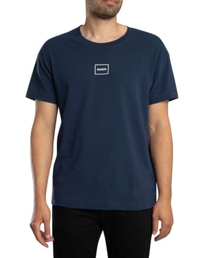HUGO Lounge Laze Box Logo T-Shirt, Blau