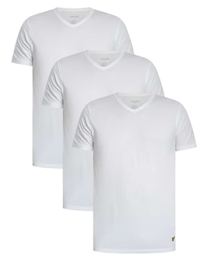 Lyle & Scott 3Er-Pack Basic Lounge V-Ausschnitt T-Shirt, Weiß