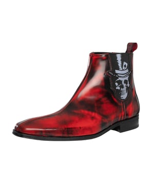 Jeffery West Totenkopf-Chelsea-Stiefel Aus Poliertem Leder, Rot