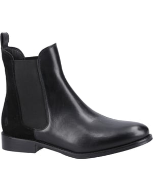 Hush Puppies Colette Leder Damen Schwarze Weite Flache Chelsea-Stiefel