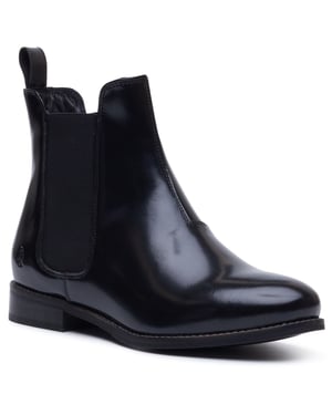 Hush Puppies Colette Leder Damen Schwarze Weite Flache Chelsea Boots