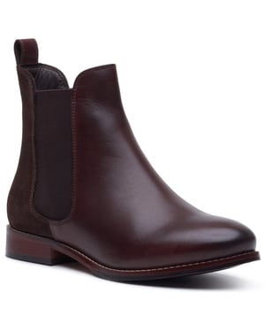 Hush Puppies Colette Leder Damen Schokoladenfarbene Weite Chelsea Boots
