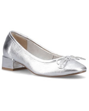 Hush Puppies Silvia Niedrig-Absatz Sandale Leder Damen Silber Sandalen