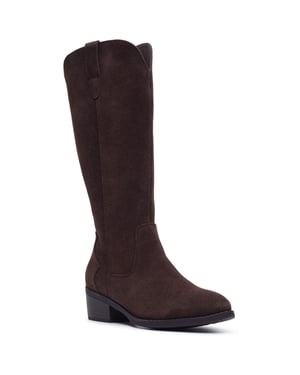 Hush Puppies Isabella Lange Wildleder Damen Schokoladenbraune Winter Stiefel bis zum Knie