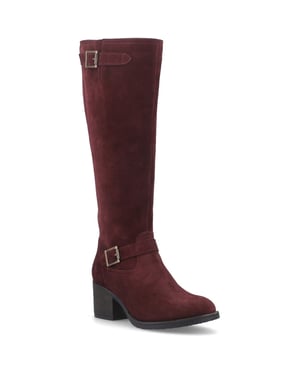 Hush Puppies Heidi Leder Damen Bordeaux Absatzstiefel bis zum Knie
