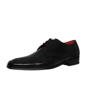 Jeffery West Polierte Leder Brogue Schuhe, Schwarz