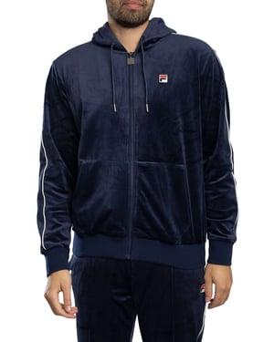 Fila Italo Velours-Kapuzenjacke Mit Reißverschluss, Blau