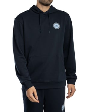 EA7 Pullover-Hoodie Mit Logo-Patch, Blau