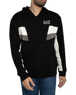 EA7 Logo Jersey Zip Hoodie, Schwarz